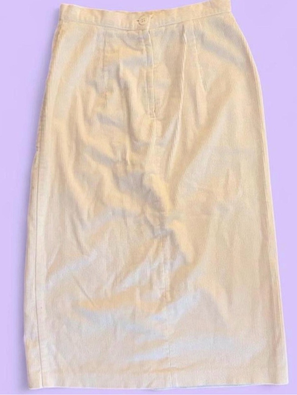 Vintage Avon Fashion white corduroy midi skirt 100% Cotton Made in USA